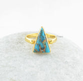Copper Turquoise Ring - Sterling Silver - Gemstone Ring - Triangle Stone - Gemstone Jewelry - Jewelry For Bridesmaids - Gift For Wedding Day